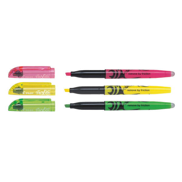 FriXion Light – 3er-Set radierbare Textmarker (Neonpink, Neongelb, Neongrün)